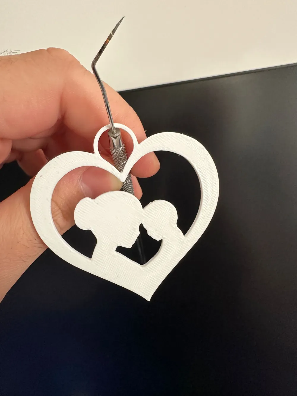 Llavero de corazón con madre e hijo