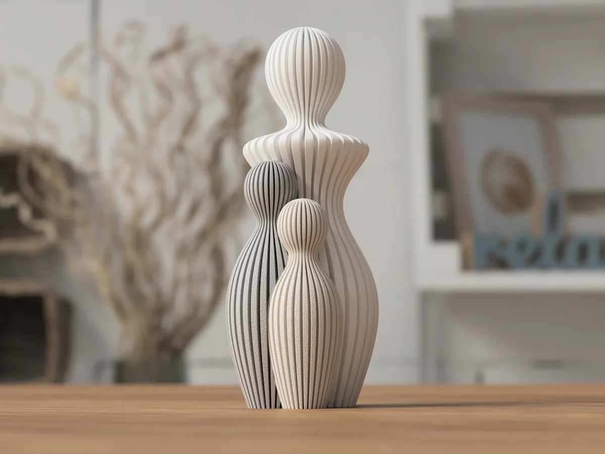 Figuras de una madre junto a sus hijos