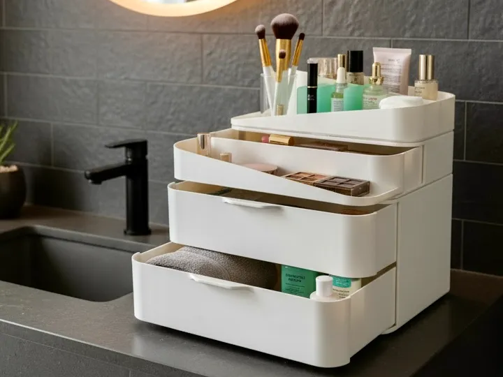 Organizador de maquillaje de tres piezas